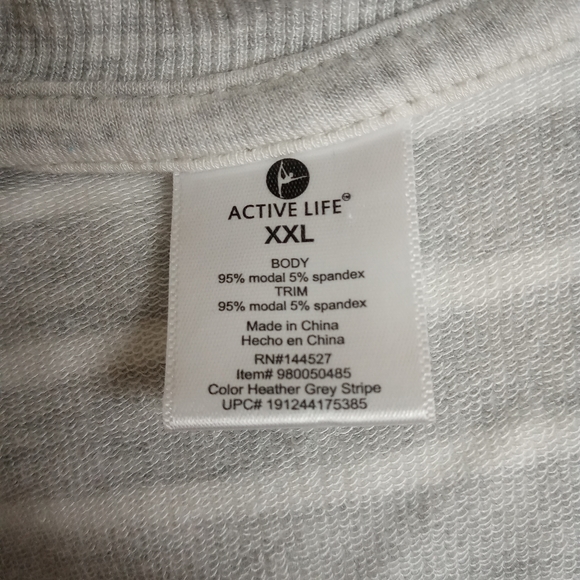 Active Life Modal Athleisure Gray Striped Soft top - Picture 13 of 14